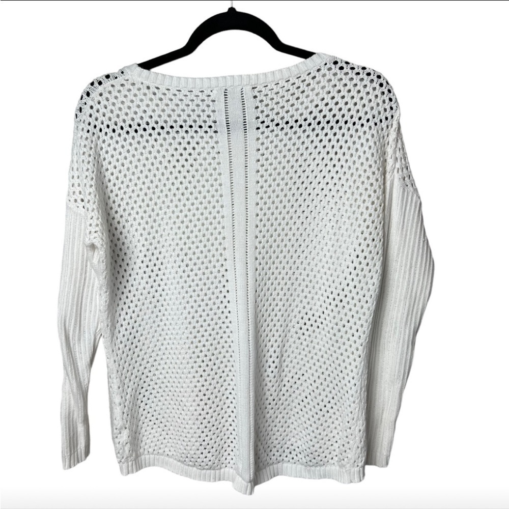 Prana Women’s Open Knit Sweater XS - M Organic Cotton White Eyelet Summer READ - Picture 4 of 7